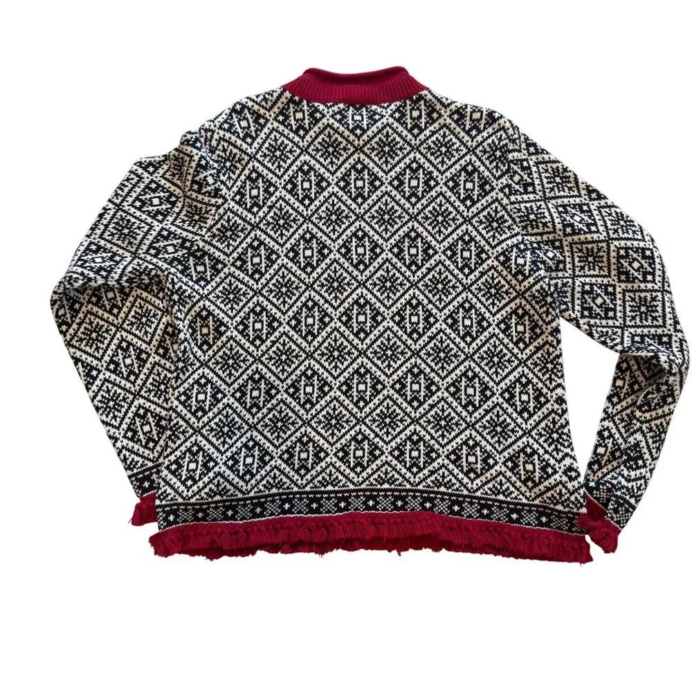 TalbotsVintage Womens Black White Red Diamond Pattern vintage Sweater Size L